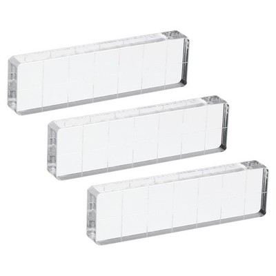 Acrylic Stamp Block, 3 Pack Rectangular Shape with Grid Lines, 2.8x0.8''