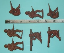 7 UNUSUAL 1950's Marx BROWN COLOR 60MM U.S. ARMY SOLDIERS
