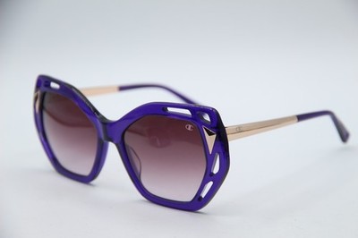 NEW CHAMPION ASTER C04 CLEAR PURPLE GOLD GRADIENT AUTHENTIC SUNGLASSES 55-18