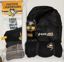 NEW Pittsburgh Penguins Back Pack Gift Set W/ Mug/Socks/Throw/Poster/Hat & MORE
