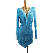 Latin Dance Dress Salsa Tango Cha cha Ballroom Rhinestone Competition Dress F992