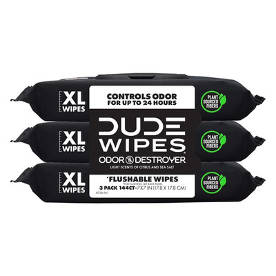 DUDE Destroyer Flushable Wipes  Extra-Large Adult Wet Wipes 3 Pack  (144 Count)