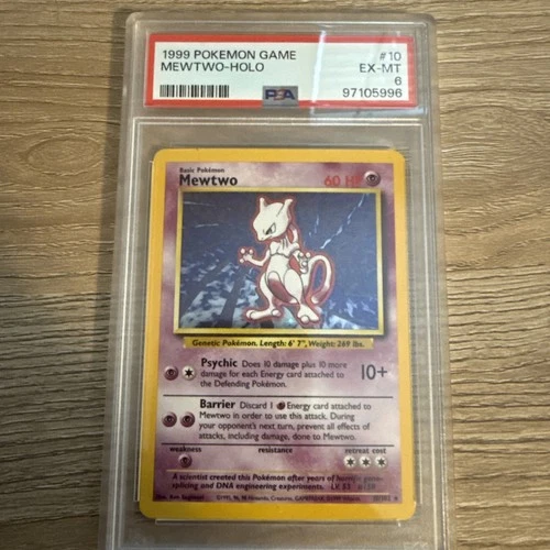 1999 Pokemon TCG Game Mewtwo HOLO Base Set 10/102 PSA 6