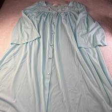 Miss Elaine Classics Light Blue Embroidered Button Front Nightgown XL 35809BT