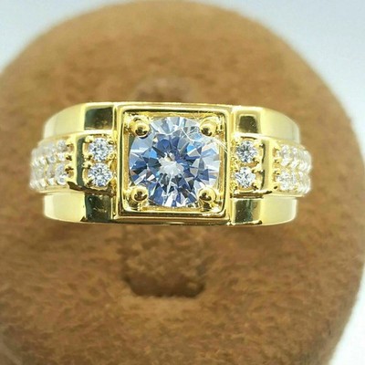 2Ct Lab Created Diamond 14K Yellow Gold Over Wedding Band Engagement Ring