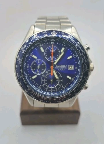 Vintage Seiko Flightmaster Pilot 7T92-0CF0 Chronograph Quartz Watch.