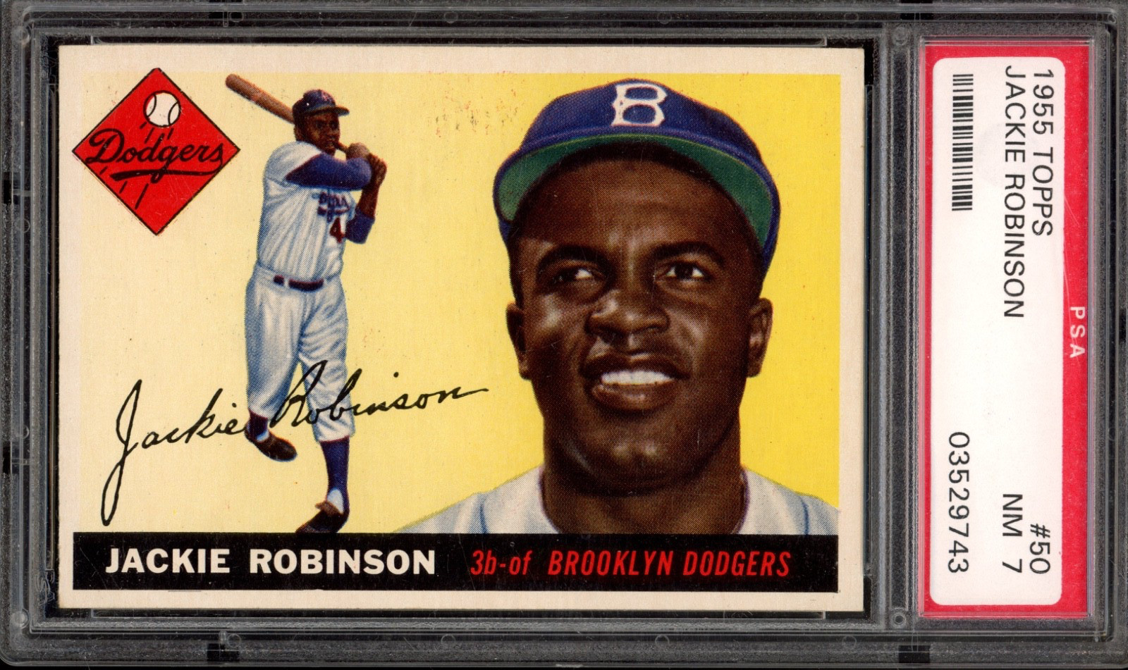 1955 Topps #50 Jackie Robinson PSA 7 Brooklyn Dodgers HOF Baseball Card (9743)