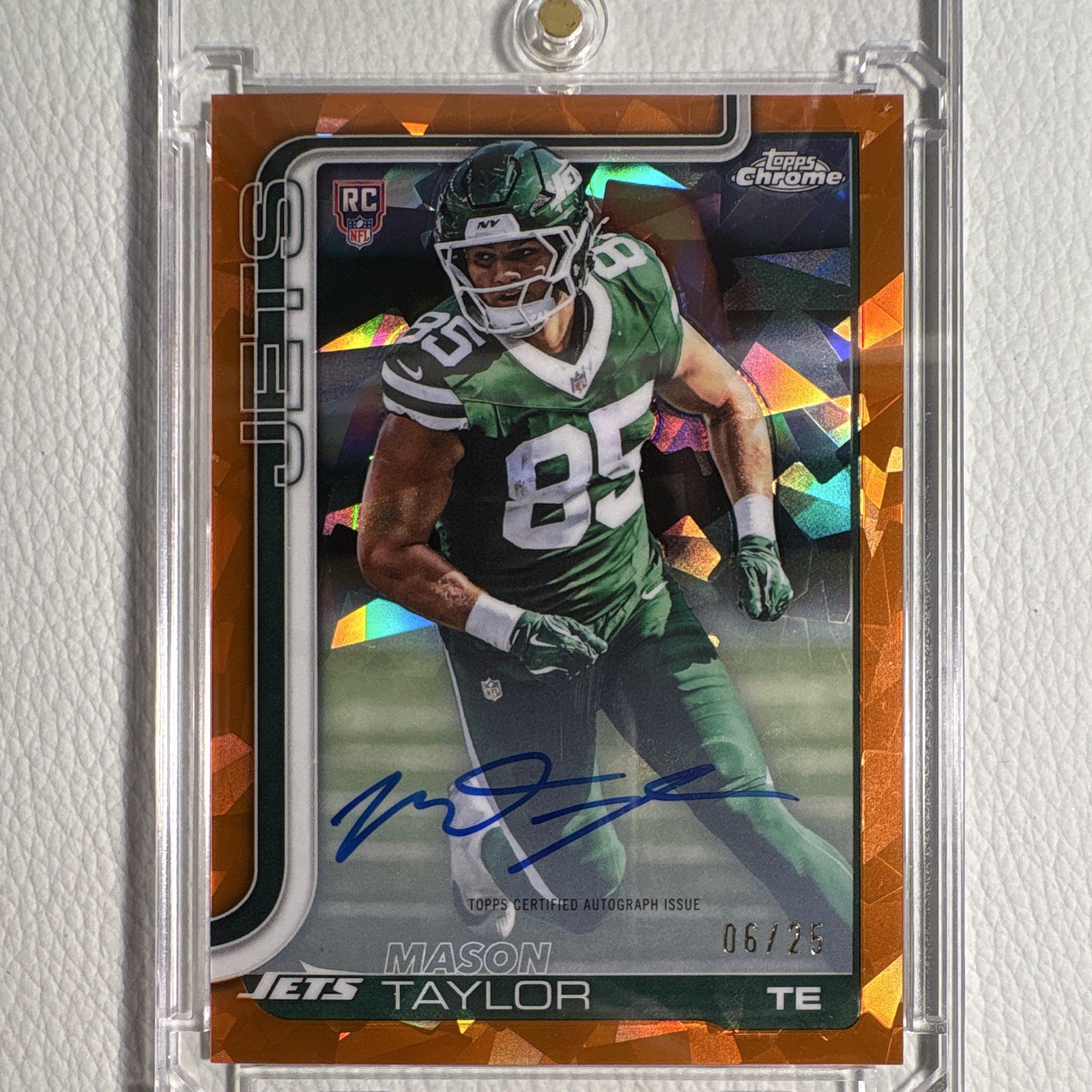 Topps Chrome Sapphire Mason Taylor Jets Rookie Autographs Orange /25