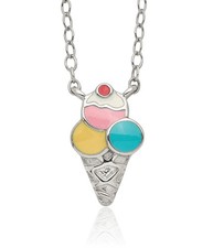925 Sterling Silver Multi-color Ice Cream Cone Chain Necklace