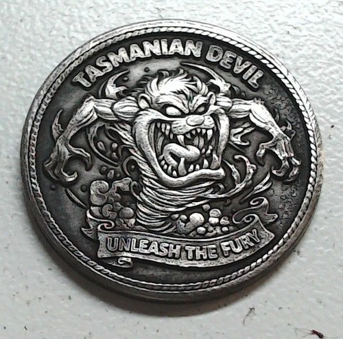 HOBO Tasmanian Devil TAZ Unleash The Fury Made From A REAL Buffalo Nickel SIGNED