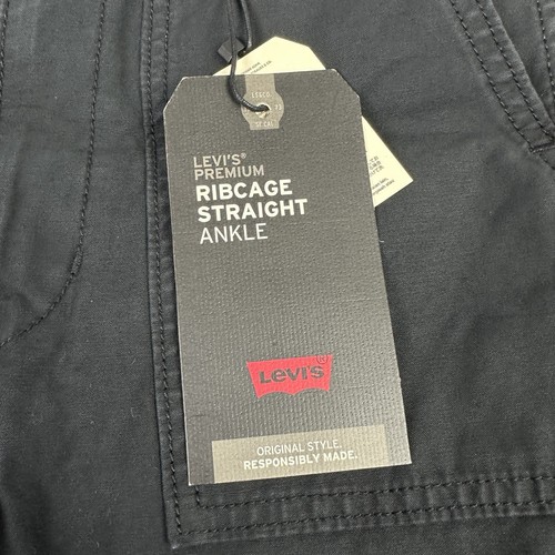 Levis Premium Pants Women 30x27 Gray Ribcage Straight Ankle High Rise Canvas NEW - Bild 2 von 12