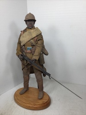 1/6 CUSTOM WW1 FRENCH SENEGALESE TIRAILLEURS FRONT LINE INFANTRYMAN LEBEL +STAND