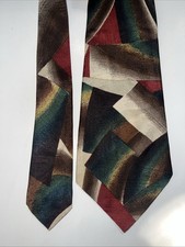 Countess Mara  Silk Tie Vintage Bold Design Chocolate, Red, Gold