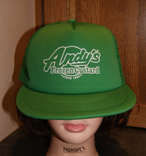 Vintage 90s Andy?s Frozen Custard Green Mesh Foam Trucker Snapback Hat Cap