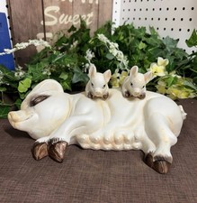 Vintage Ceramic Sleeping Mama Pig and Piglets Made In Taiwan