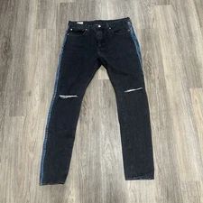 Levis Lo-Ball Stack Jeans Mens 36x34 Black Denim Slim Tapered Leg Warp Stretch