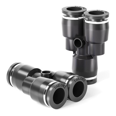Schwarz 6MM OD Y Spliter Kunststoff Push to Connect Fittings 3 Ways Tube Conn...