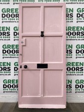 VINTAGE WOODEN FRONT DOOR EXTERNAL EXTERIOR BESPOKE RECLAIMED PINK TIMBER 1930s
