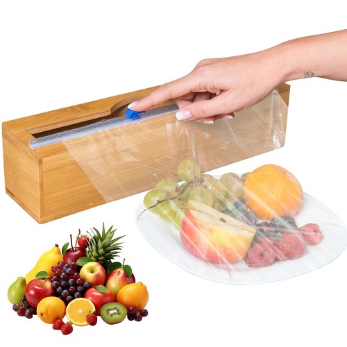 - Refillable Plastic Wrap Dispenser with Cutter - Fits 12" Roll - Mountable -...