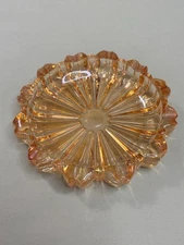 Vintage Hazel-Atlas Honey Amber Fluted Round Glass Ashtray 5-1/2"