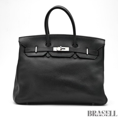 HERMES Birkin 35 Hand Bag Tote Bag Black Noir Taurillon Clemence