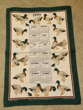 Calendario Mallards vintage 1999 asciugamano da tè lino anatre