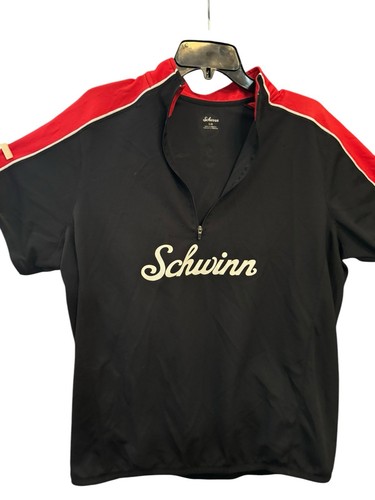 Schwinn Classic Black Red Bicycle Jersey 1/4 Zip Back Pockets Size Large - Picture 2 of 8