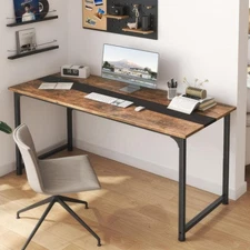 59.8" Large Office Desk for Home Gaming Desk Computer Table W/ Metal Legs Brown