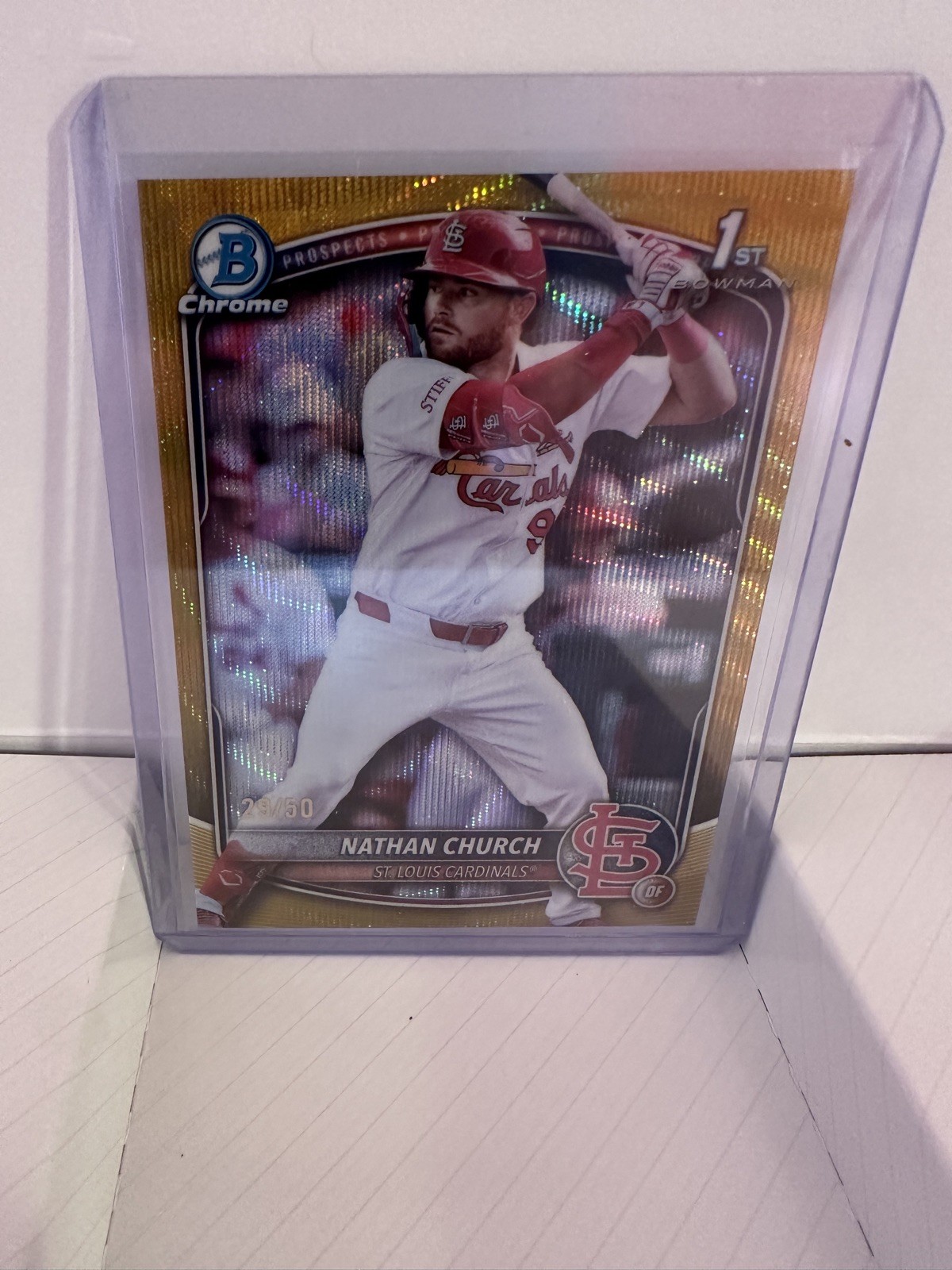 2025 Bowman Chrome Nathan Church 1st Gold Wave Refractor /50 #BCP-192