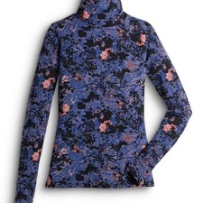 Peruvian Connection Pima Cotton Floral Turtleneck Top T-neck Medium