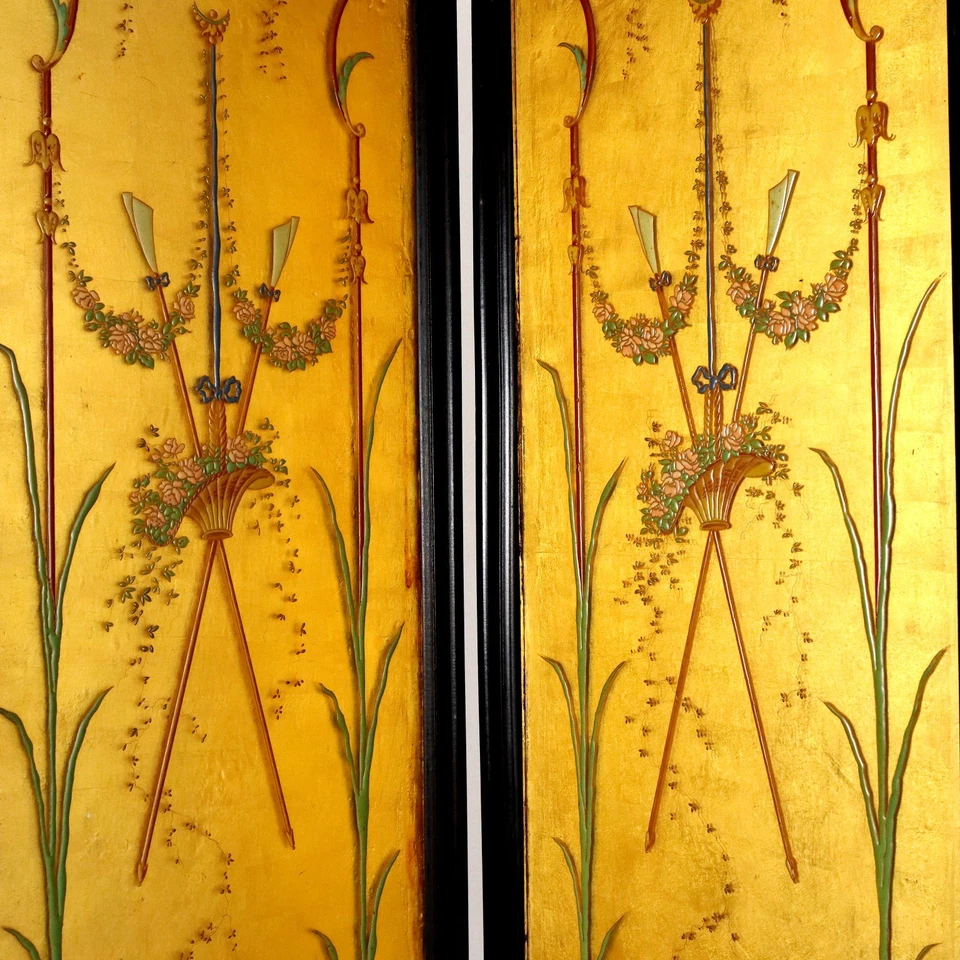 Antique Art Nouveau Screen Ebonized Wood Italy XX Century - Image 4 of 4