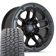 Df01 17x8 Black Defiant Wheels 26570r17 At22 Tires Set Fits Jeep Wrangler