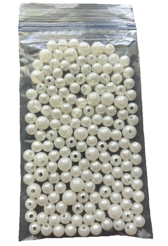 100+ White Round Plastic Bead Pearl Assortment 8mm & 10mm Acrylic
