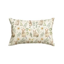 Easter Bunnies Flower Throw Pillow Cover, 12 x 20 Inch 20" x 12" Pack of 1 