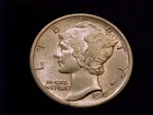 1916-P  Mercury Dime, About Uncirculated, nearly mint state