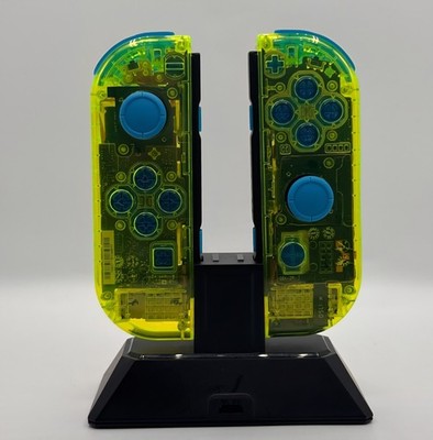 Nintendo Switch Clear Candy Green Rehoused Joy-Cons Blue buttons