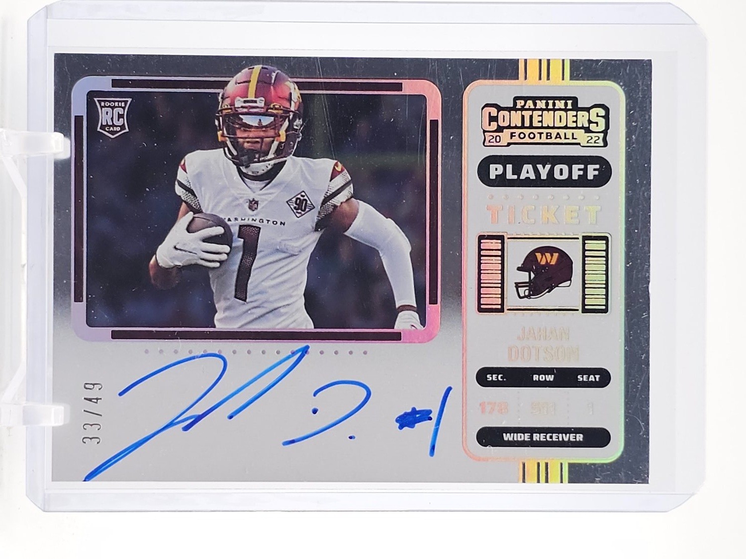 Jahan Dotson Panini Contenders #121 Variation Autograph Playoff Ticket