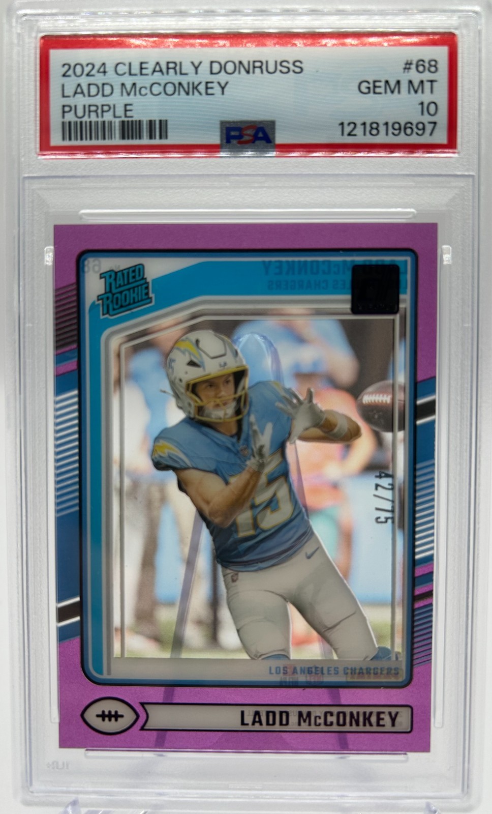 Ladd McConkey Panini Clearly Donruss #68 Purple