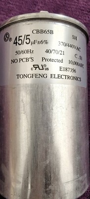 Dual Run Capacitor CBB65B 370/440v AC Motor HVAC Tongfeng Electronics 45/5 MFD