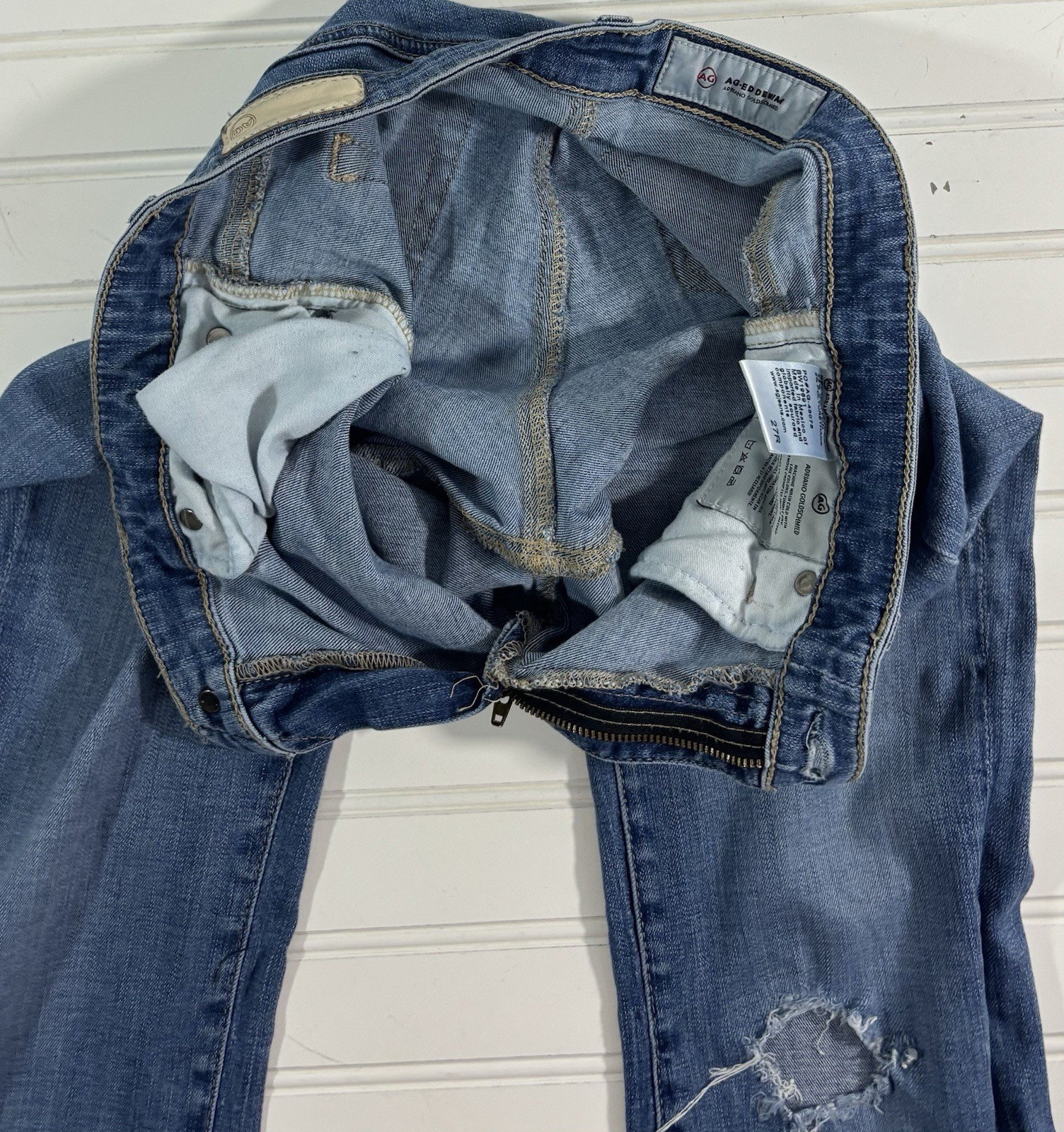 AG Adriano Goldschmied The Angel Bootcut Jeans Denim Size 27R Distressed thumbnail 9