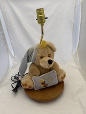 Vtg. 80  s ADI Brown Teddy Bear Nursery Table Lamp Plush Musical Animal Tested