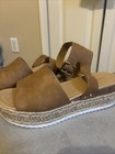 Soda women’s tan Canvas Espadrille Platform Sandals 7.5 with Leather Ankle Strap — photo 2