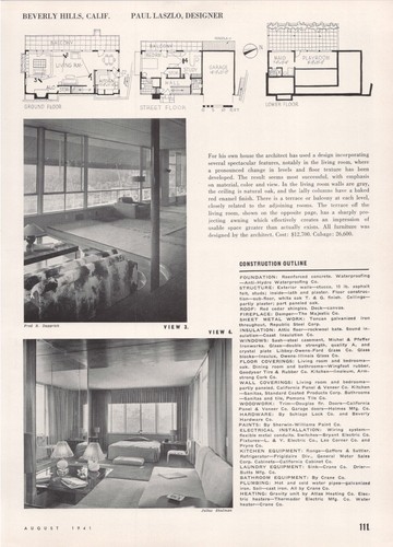 1941 Article * Paul Laszlo House Beverly Hills CA * Paul Laszlo Architect - Afbeelding 3 van 3