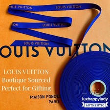 2 Yard / 72" of LOUIS VUITTON Gift Ribbon Blue Gold Logo New 100 Authentic   