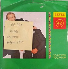 Level 42 To Be With You Again / Micro Kid Vinyl Record 7" VG/G+ POSP 855 1987