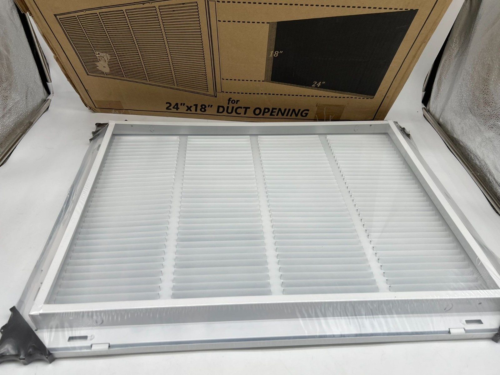 NIB Handua Steel Return Air Filter Grille 24" X 18" Duct Opening White