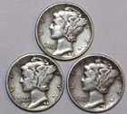 (3) Mercury Dimes - VF/XF - 1941 1943 1944 - #1415ED FREE SHIPPING