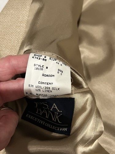 Jos A Bank executive collection Gordon herringbone Wool Silk Linen Blazer 44 - Picture 12 of 14