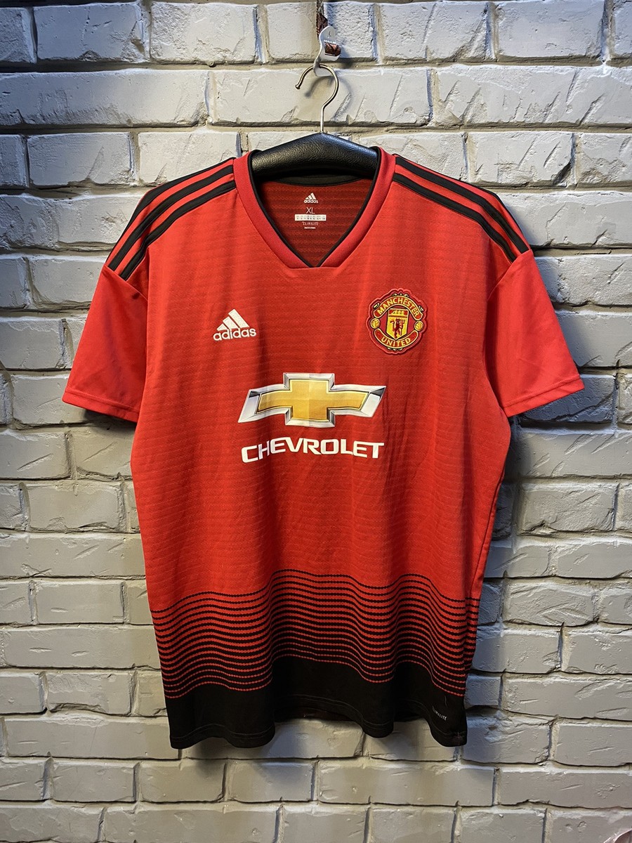 Men's Adidas Manchester United 18/19 Red Home Jersey Sz Xl Soccer