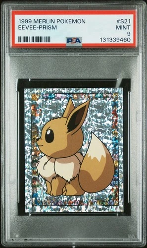 PSA 9 MINT 1999 MERLIN POKEMON #S21 EEVEE-PRISM